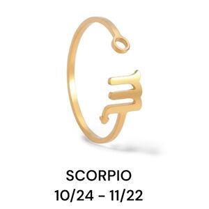 SCORPIO Zodiac Constellation Stainless Steel Open Front Adjustable Ring